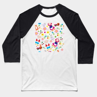 pattern of fairy tale characters in the style of a Russian fairy tale Baseball T-Shirt